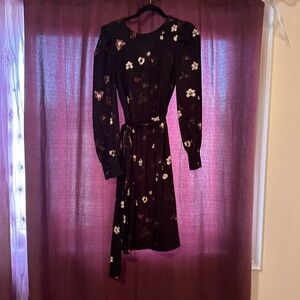 Elegant Floral Black Dress